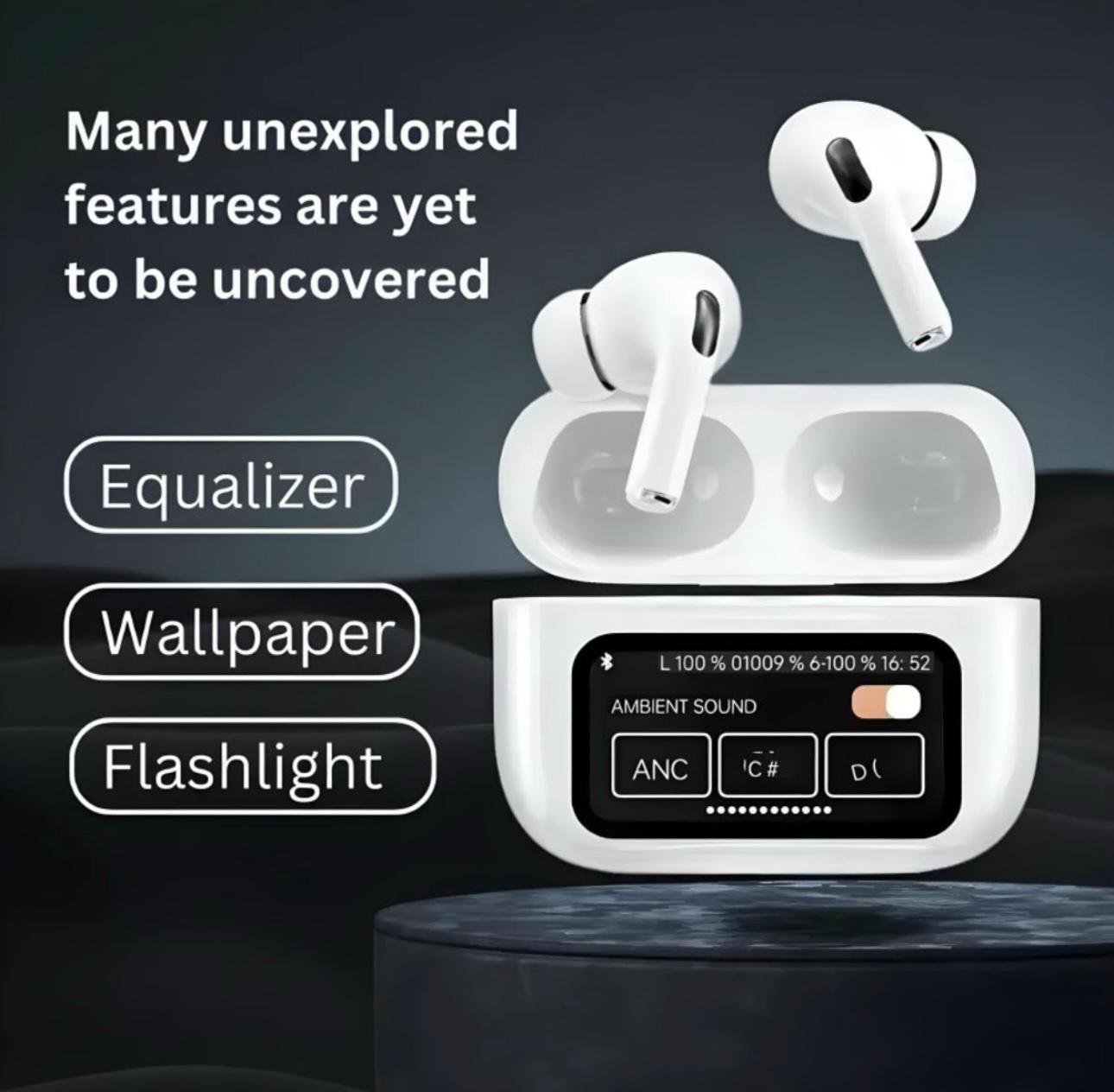 Wireless Earbuds with LCD Touchscreen