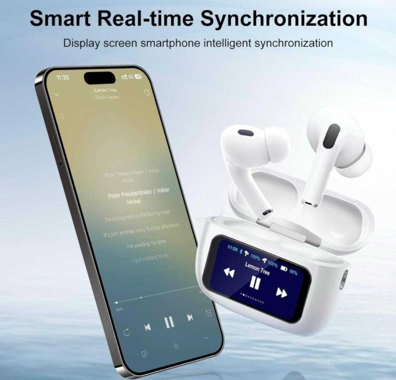 Wireless Earbuds with LCD Touchscreen